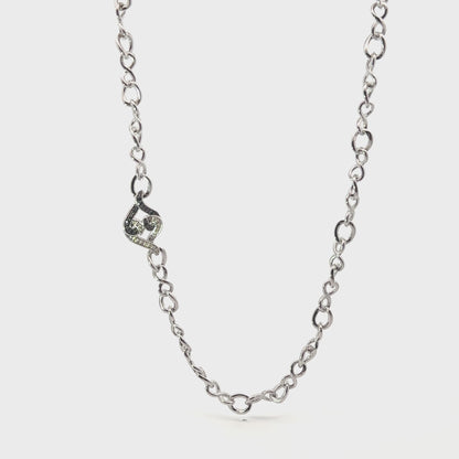 Black Diamond Necklace | Silver Chain Necklace with Black and White Diamonds