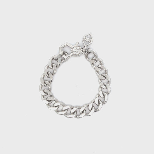 Sterling Silver White Sapphire Miami Cuban Bracelet