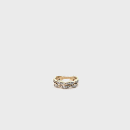 Gold Layered Ring | Yellow Gold 0.25 ct Natural White Diamond Double Layered Ring