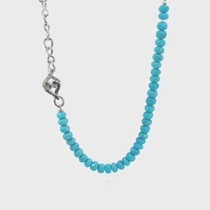 Turquoise Necklace | Sterling Silver Turquoise Black & White Diamond Necklace
