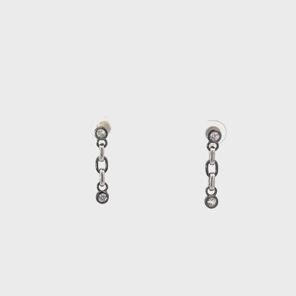 Chain Earrings Silver | Black Platinum Sterling Silver White Sapphire Earrings