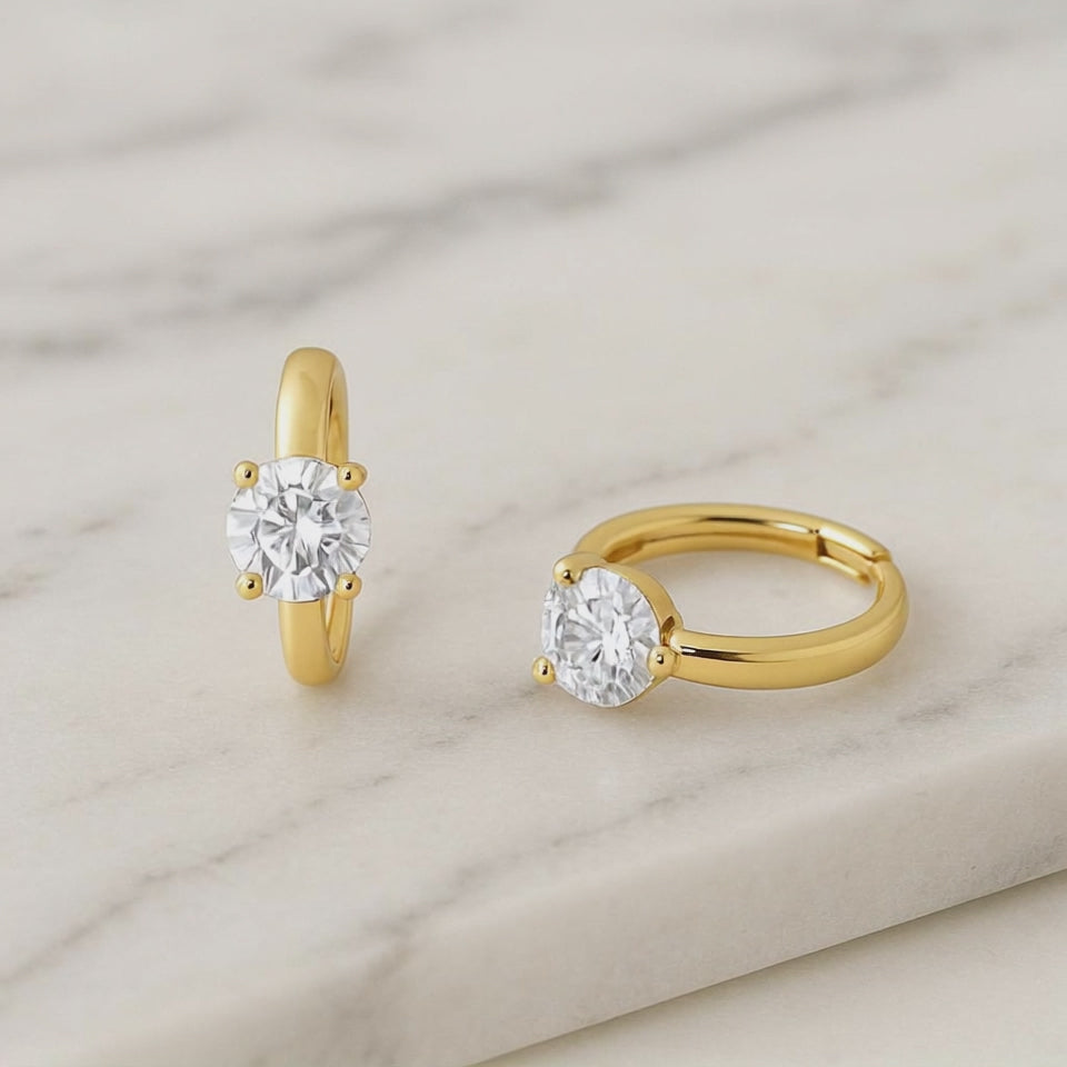 gold earrings with lab grown diamonds