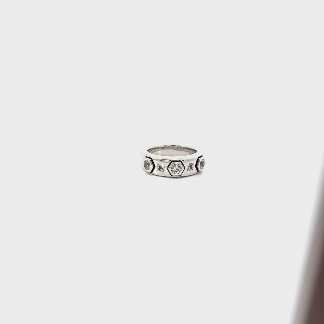 Sterling Silver White Sapphire Modern Love Band Ring