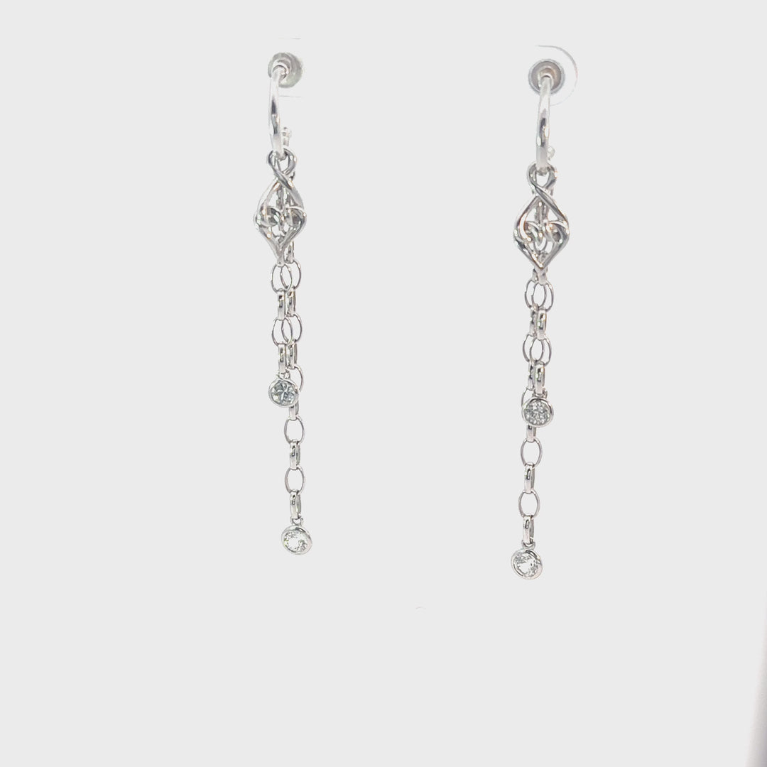 Sterling Silver White Sapphire Dangle Earrings