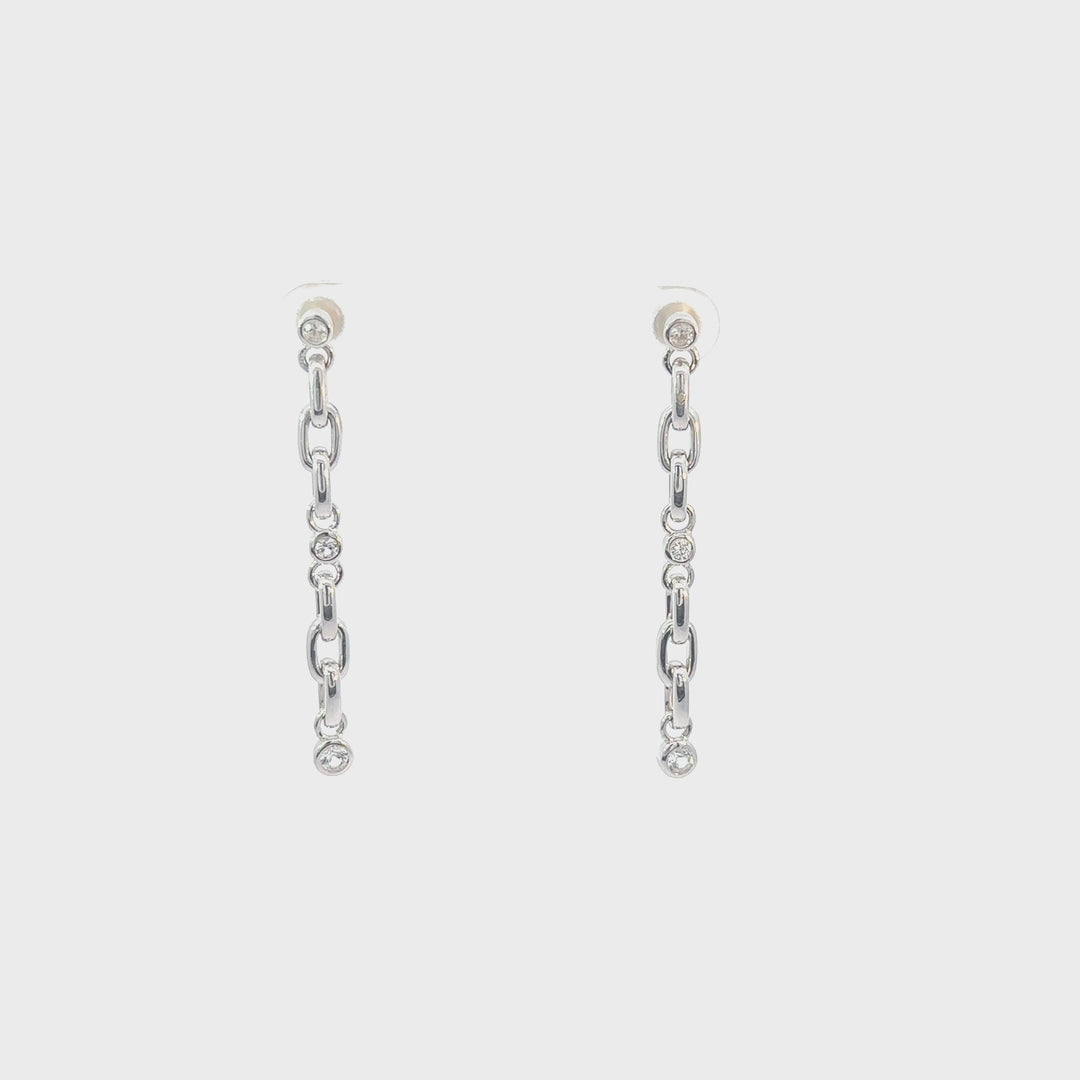 Sterling Silver White Sapphire Long Line Earrings