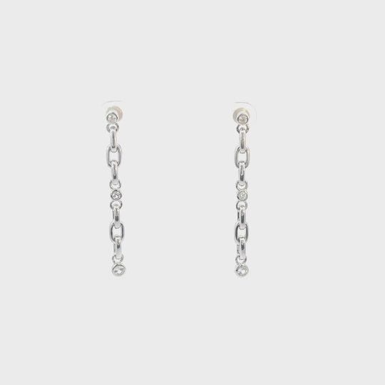 Sterling Silver White Sapphire Long Line Earrings