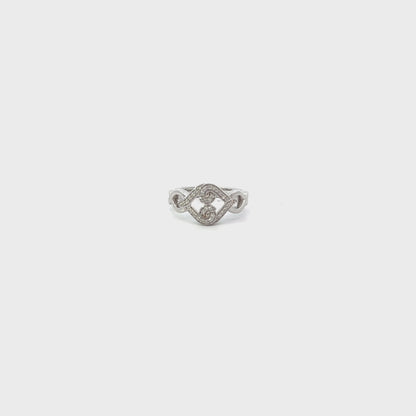 Sterling Silver Diamond Ring | Heart Diamond Ring