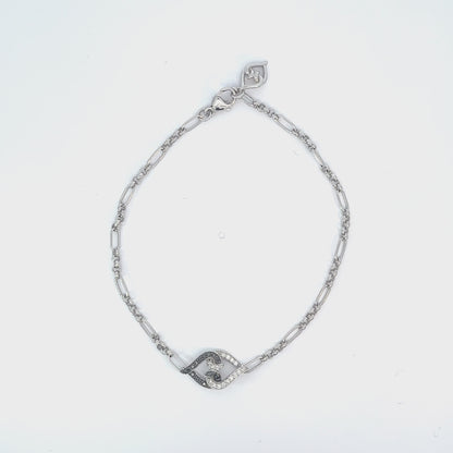 Silver Sapphire Bracelet | Sterling Silver Link Bracelet with Black and White Sapphires
