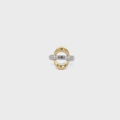 Silver Gold Ring | Sterling Silver White Sapphire Ring with Yellow Gold Knocker