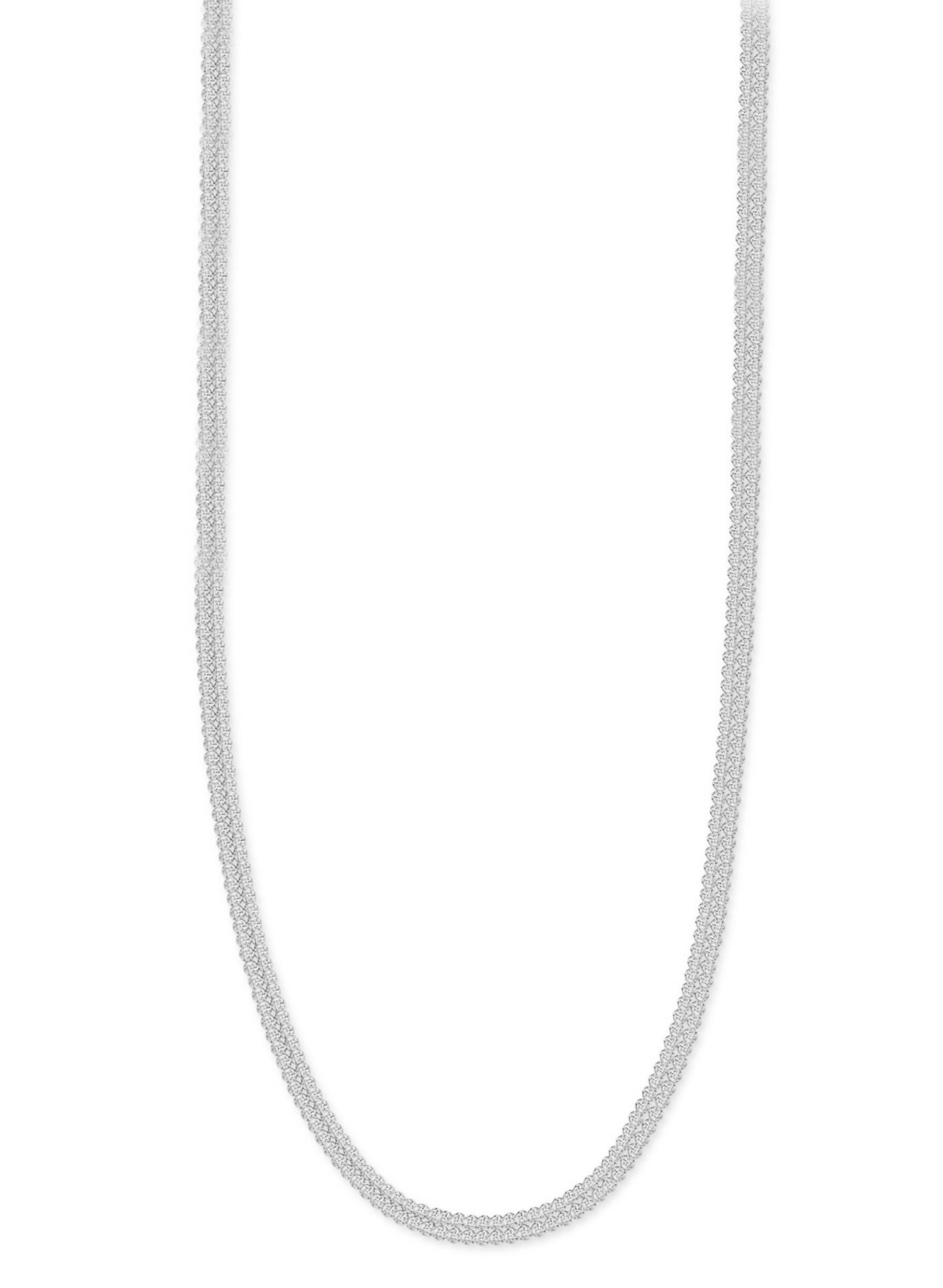 Silver chain necklace on a white background