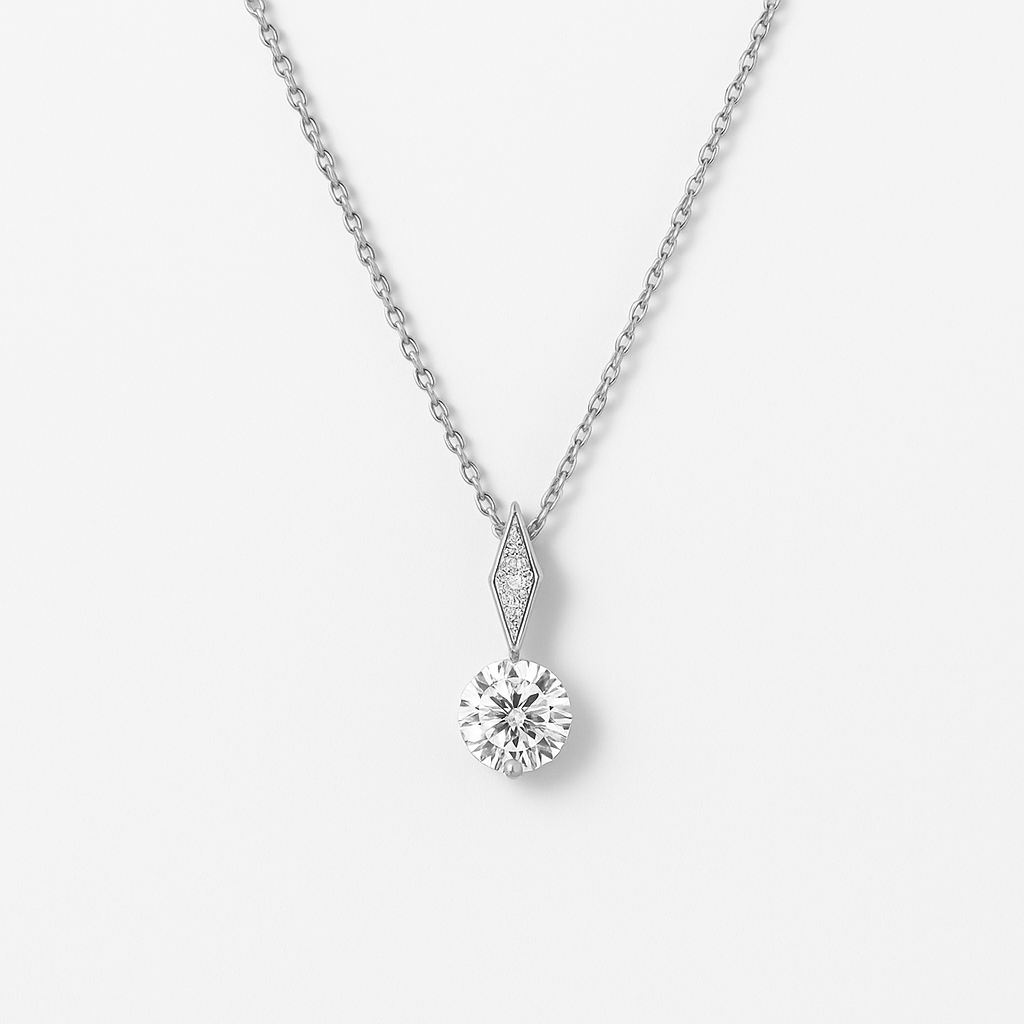 Diamond necklace on a white background