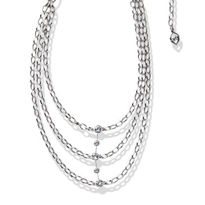 Sterling Silver Layered White Sapphire Triple Necklace