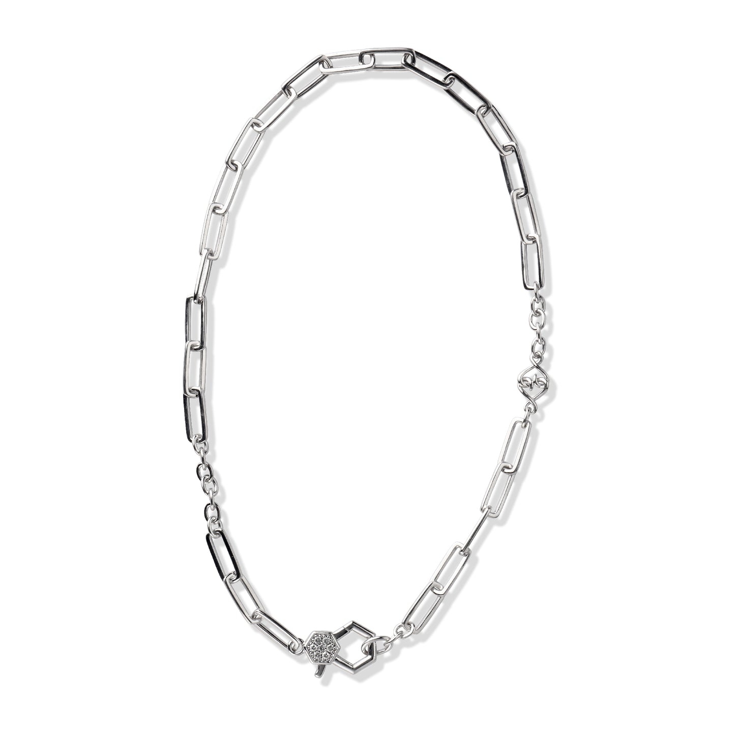 Sterling Silver White Sapphire Paperclip Necklace