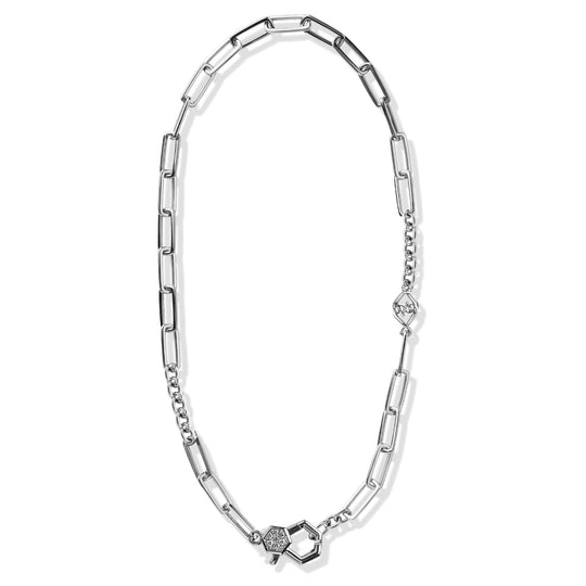 Sterling Silver White Sapphire Paperclip Necklace