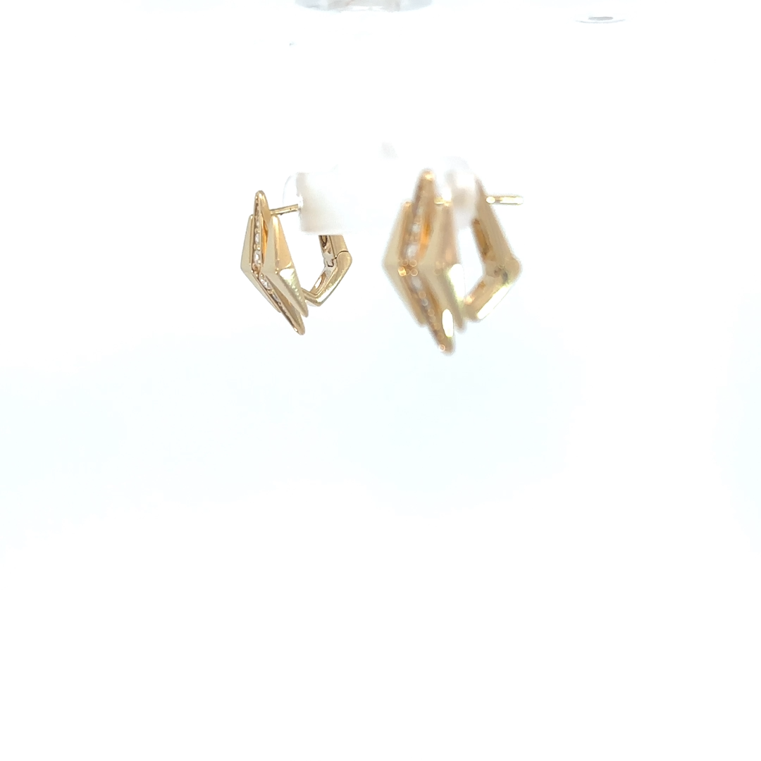 The Finley Earrings - Solid Gold Lab Grown Diamond White Diamond Triptych Earrings