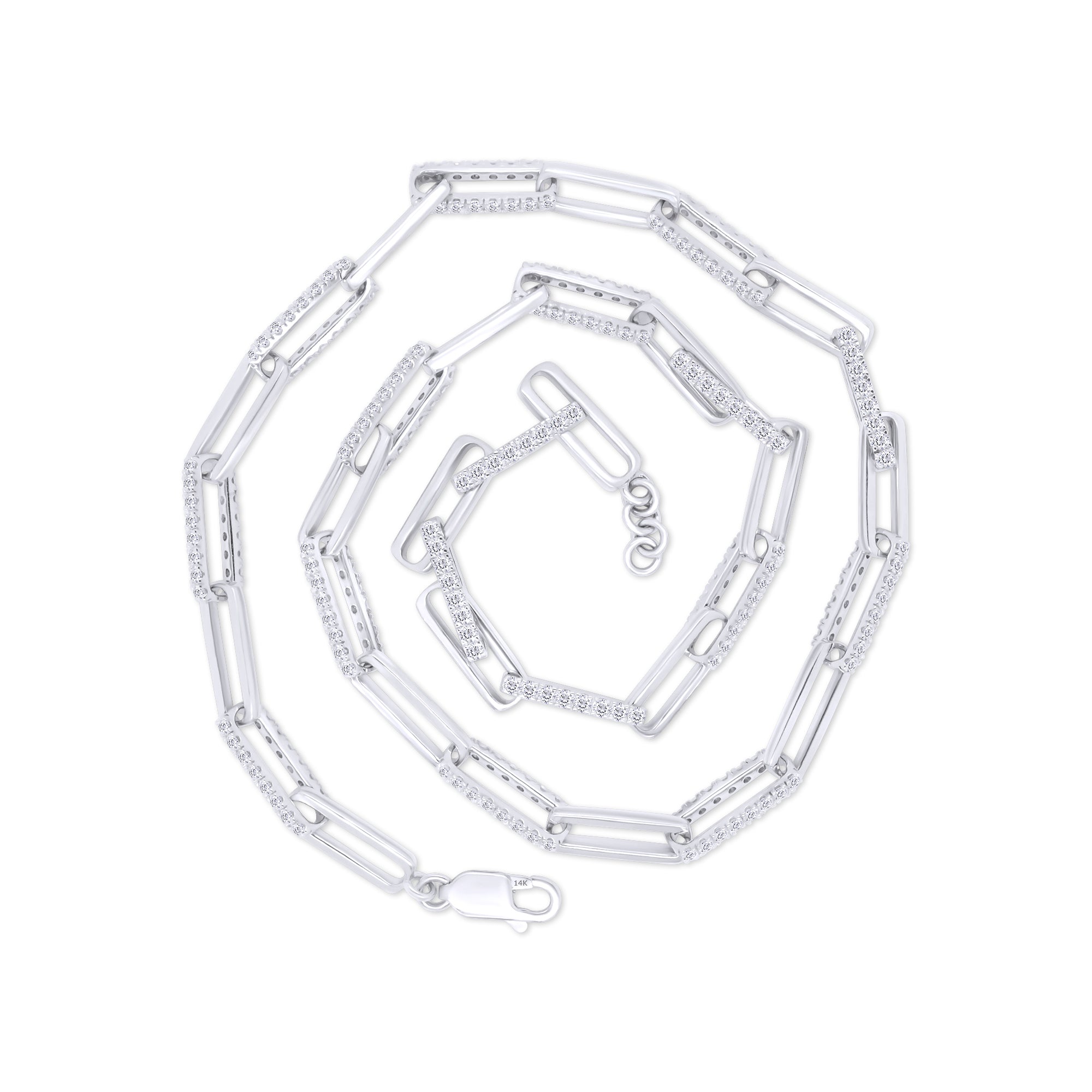 Silver chain necklace on a white background