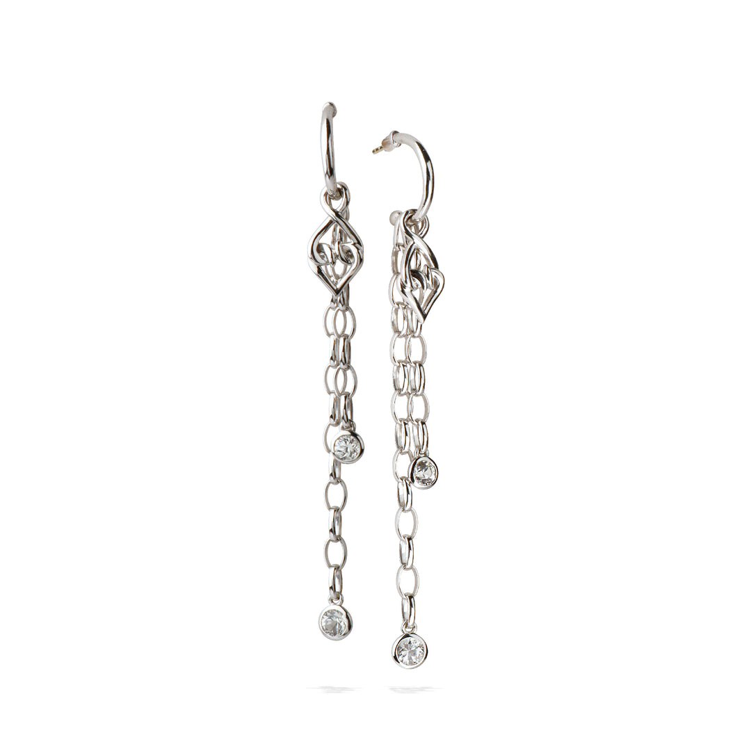 Metropolis Sterling Silver Dangle Chain Earrings - Lolovivi 