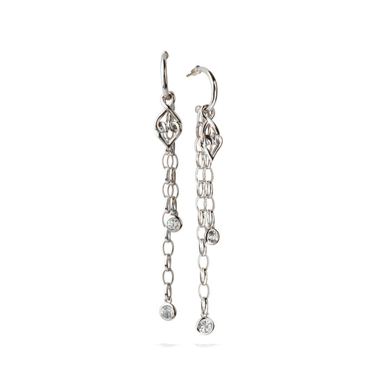 Metropolis Sterling Silver Dangle Chain Earrings - Lolovivi 